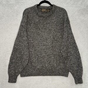 VTG Eddie Bauer Gray Wool Knit Long Sleeve Crewneck Sweater Mens Size XL